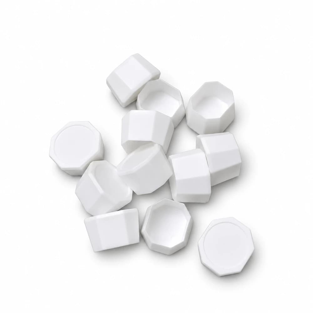 White pickleball paddle butt cap samples on a white background