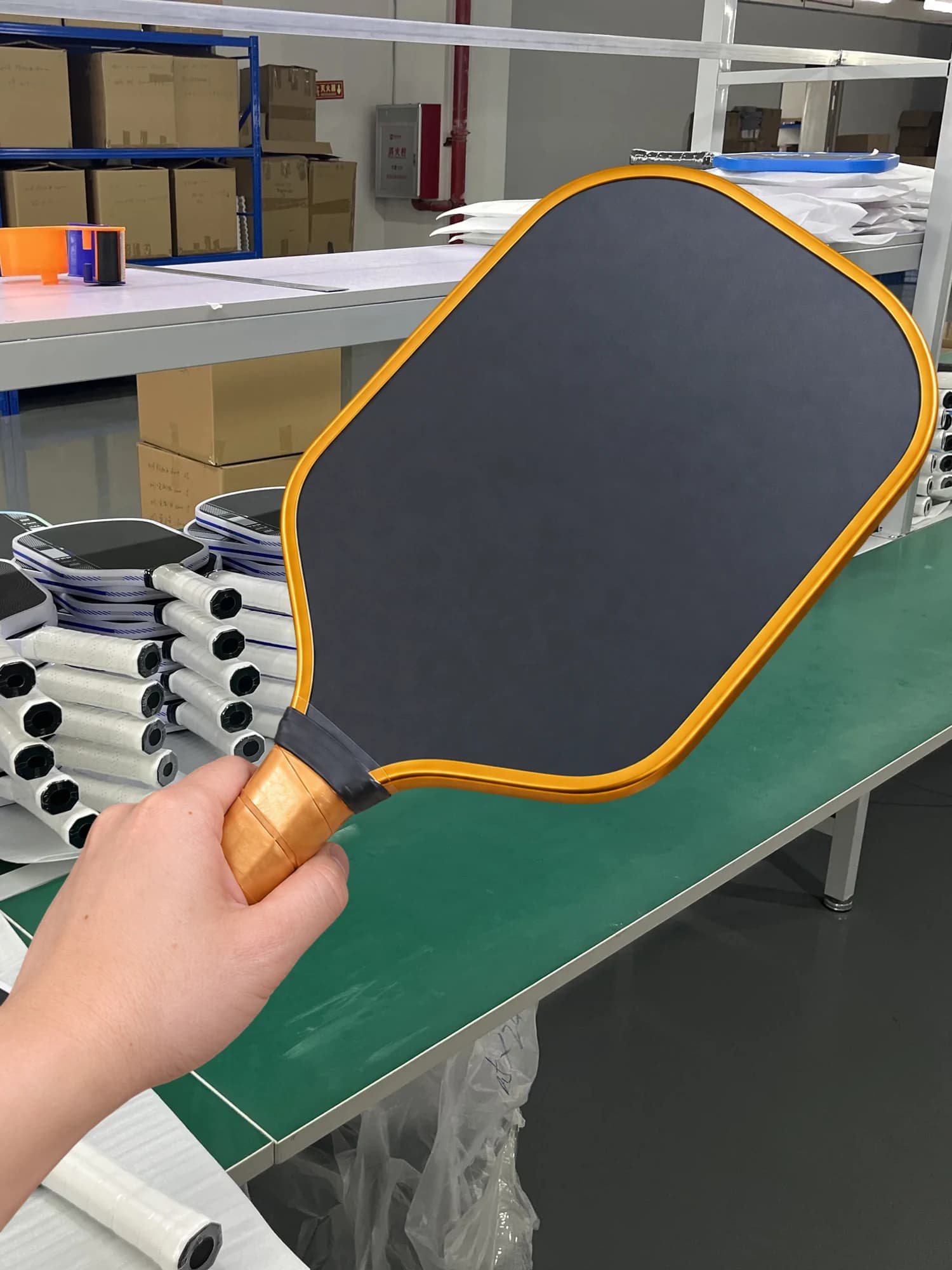 Pickleball paddles in factory production