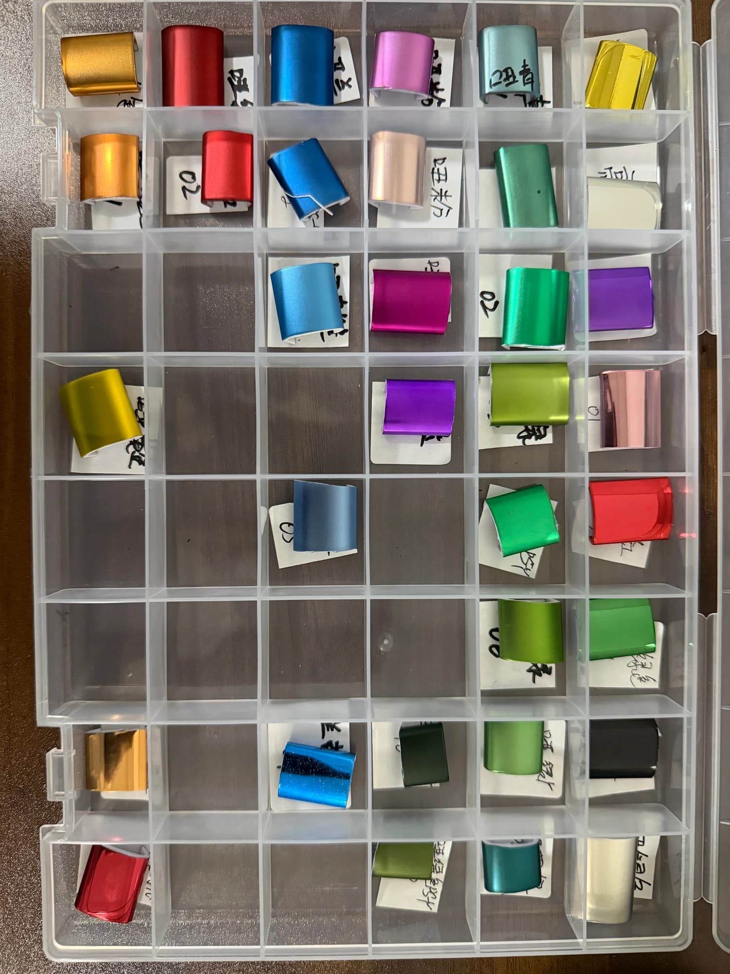 Color Options for Electroplated Trim Strips physical color samples
