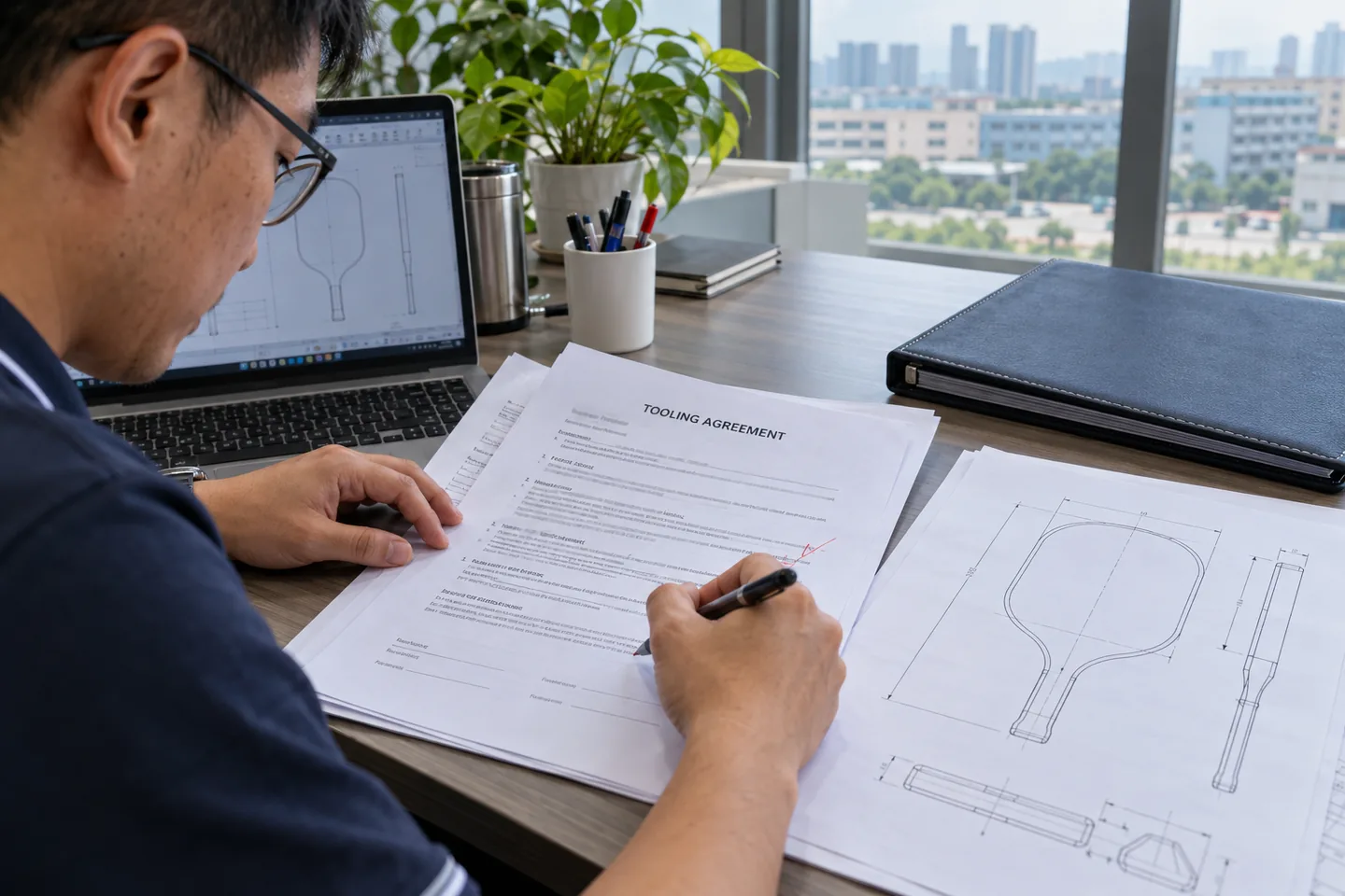 Engineering coordinator reviewing an outline drawing and tooling terms